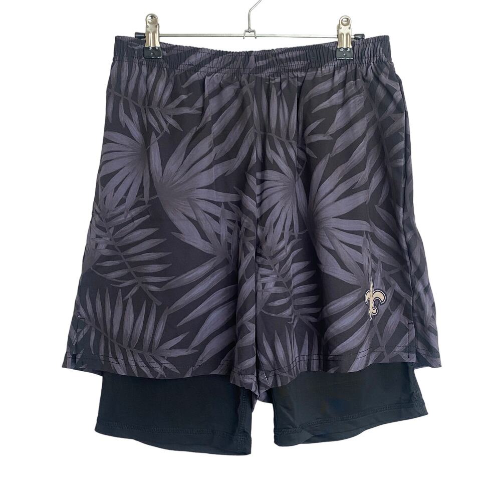 New Orleans Saints Floral Black Liner Shorts Size Large  NWT - Picture 2 of 9